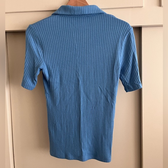 Reformation Blue Short Sleeve Knot Polo size Small - Picture 4 of 4